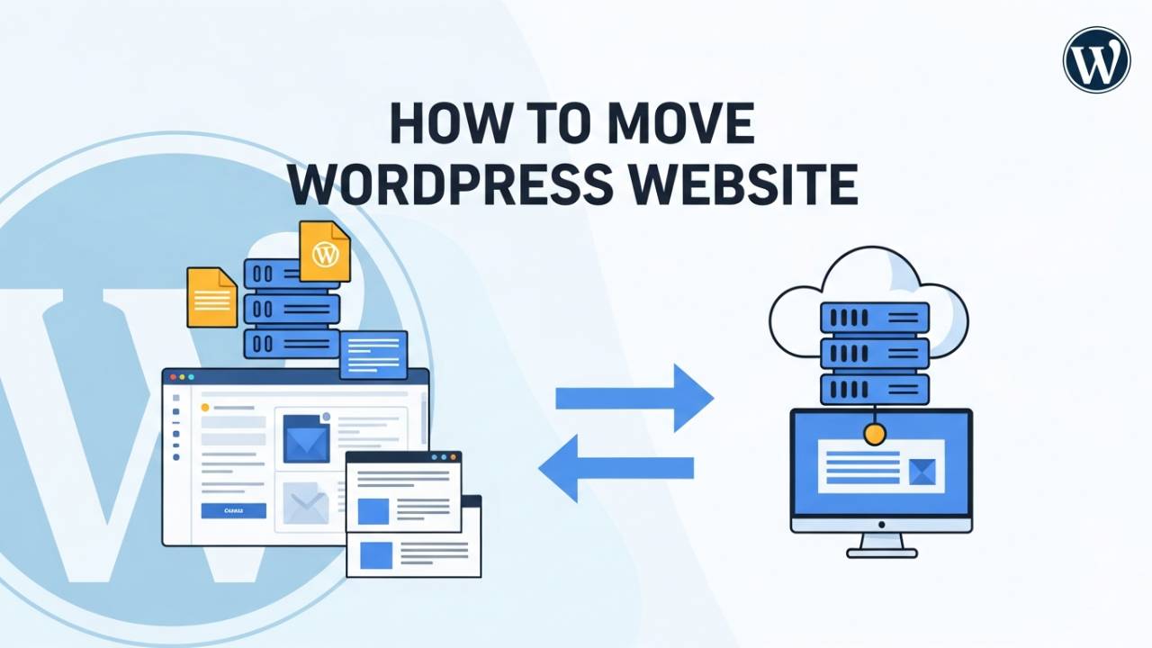Illustration showing how to move WordPress website from one hosting server to another safely