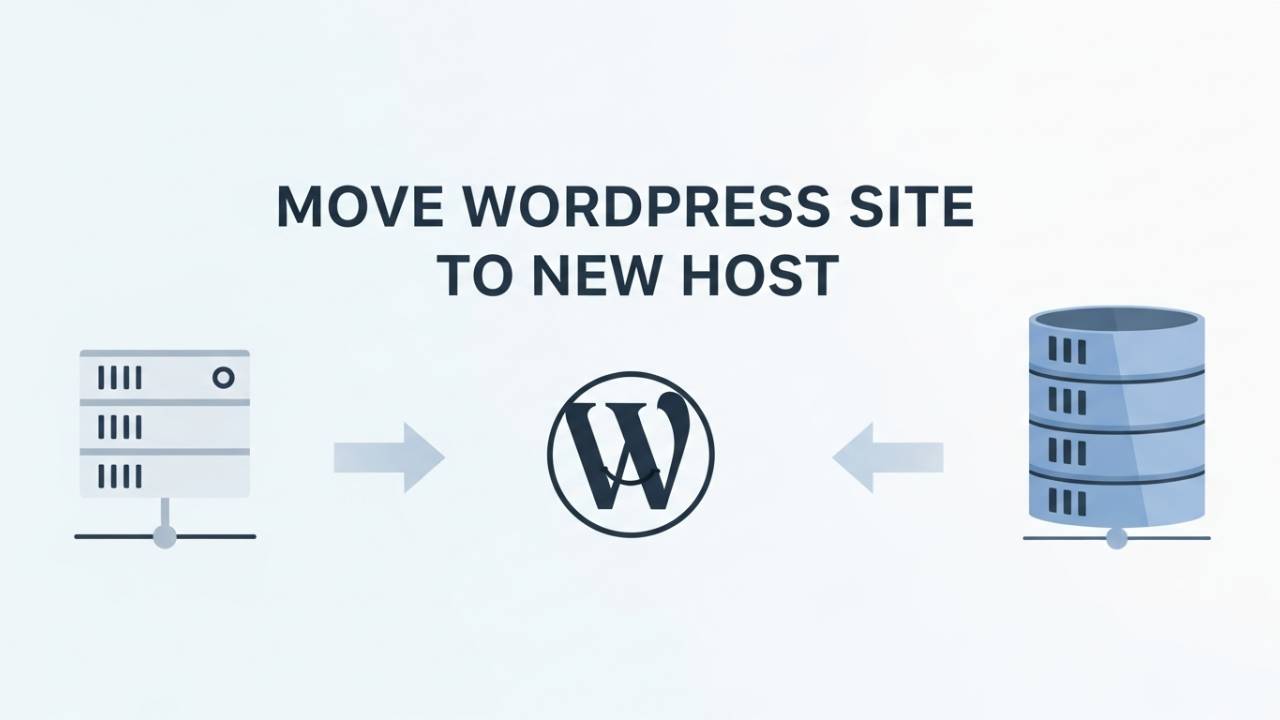 Move WordPress site to new host showing website transfer from old server to new hosting server